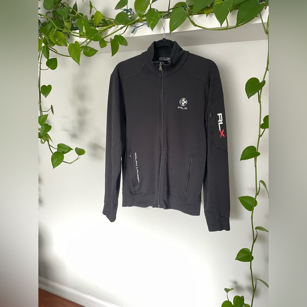 Polo Ralph Lauren RLX Vintage Full Zip Mock Neck Black Jacket